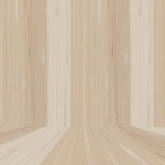 Empty wooden room space for background. Vector.