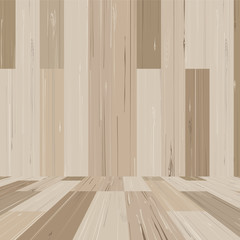 Empty wooden room space for background. Vector.