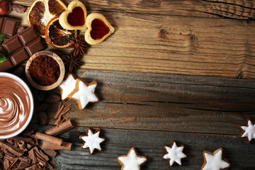 Baking christmas cookies. Typical cinnamon stars bakery.