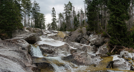 Obraz premium Cold water waterfalls in High Tatra mountains, Slovakia