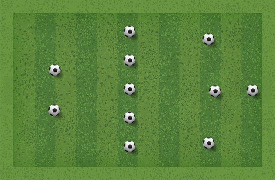 3-5-2 Soccer game tactic. Layout position for coach. Vector.