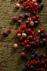 Wooden background with berries