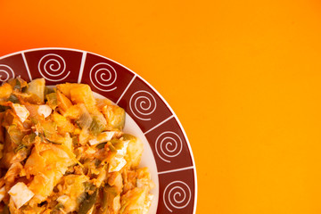 dish of fritada aragonesa, typical dish of aragon spain