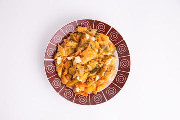 dish of fritada aragonesa, typical dish of aragon spain