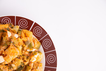 dish of fritada aragonesa, typical dish of aragon spain