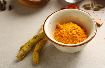 Powder of turmeric for curry