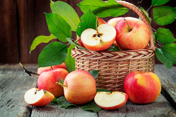 Organic apples in basket.