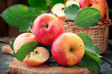 Organic apples in basket.