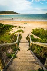 Fingal Bay Beach in New South Wales, Autralia, in the summer