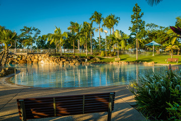 Swimming pool of bluewater lagoon in Mackay, Queensland - obrazy, fototapety, plakaty
