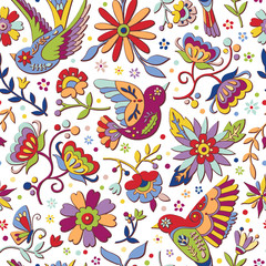 Otomi folk background seamless pattern.