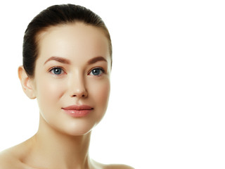 Obraz premium Beautiful Young Woman with Clean Fresh Skin. Beaity face. Facial treatment. Cosmetology, beauty and spa