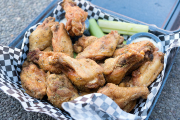 Pepper lemon Buffalo wings chicken in container