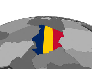 Chad with flag on globe