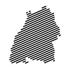 Serie: Streifenkarte - Moderne gestreifte Karte vom Bundesland Baden-Württemberg