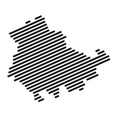 Serie: Streifenkarte - Moderne gestreifte Karte vom Bundesland Thüringen