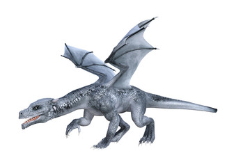 3D Rendering Fantasy Dragon on White