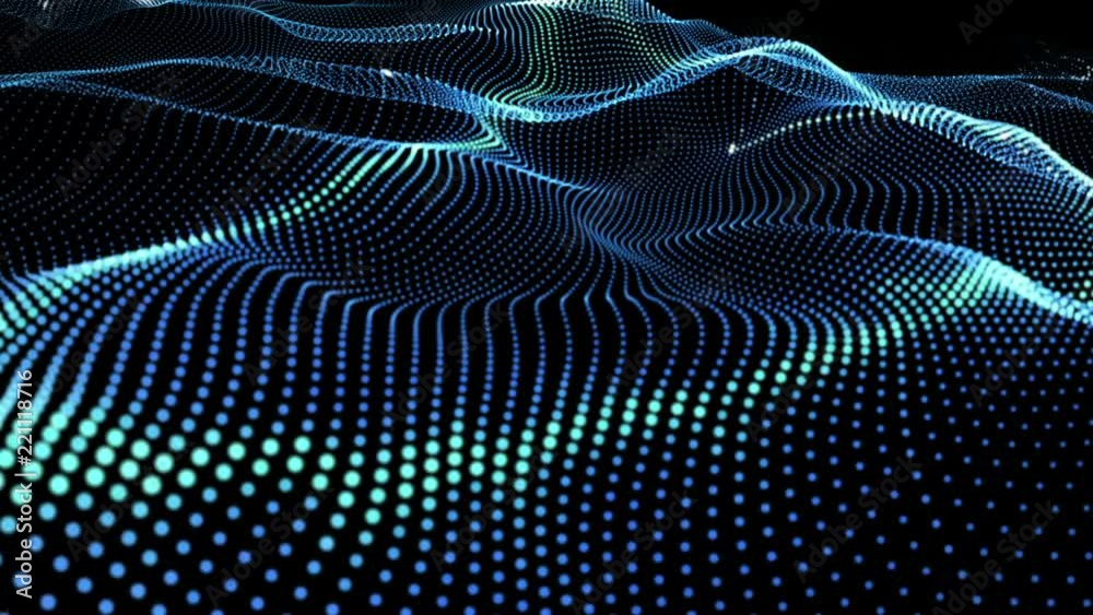 Poster abstract futuristic data cloud and artificial intelligence concept. light impulses traveling along w