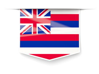 hawaii state flag square label with shadow. United states local flags