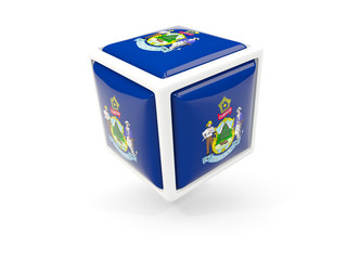 maine state flag in cube icon. United states local flags