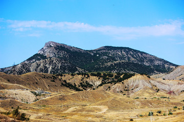 mountains partially covered with forest. summer, the republic of Crimea