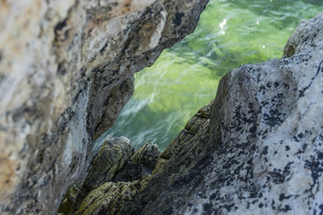 Tourism Sea, Broken coast (Costa quebrada) at Playa de San Juan de la Canal, Soto de la Marina, Spain