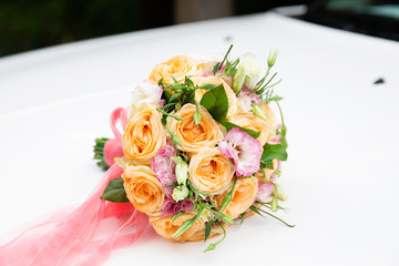 Beautiful bridal bouquet with different flowers