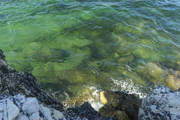 Sea, Broken coast (Costa quebrada) at Playa de San Juan de la Canal, Soto de la Marina, Spain
