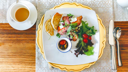 English breakfast salad coffee breads