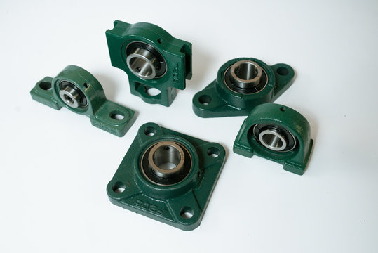 Ball bearing units different types on a white background