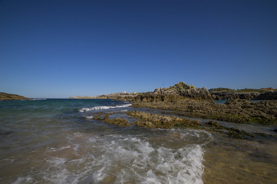 Sea, Broken Coast (Costa Quebrada) At Playa De San Juan De La Canal, Soto De La Marina, Spain