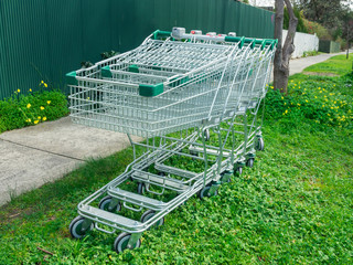 Supermarket shopping trolleys in Box Hill in suburban Melbourne.