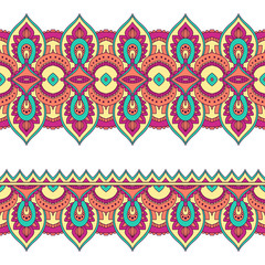 Ethnic seamless border. Hand drawn vector illustration