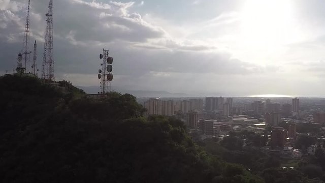 Maracay City Venezuela. Aerial view. Montain and traffic congestion.