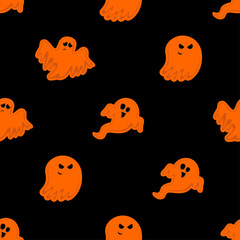 Obraz na płótnie Canvas Abstract seamless halloween ghost pattern for girls or boys. Creative vector pattern with ghost, cloud boo. Funny ghost wallpaper for textile and fabric. Fashion halloween style. Colorful picture