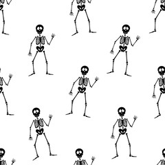 Abstract seamless halloweenskeleton pattern for girls or boys. Creative vector pattern with skeleton, halloween. Funny halloween skeleton pattern for textile and fabric.Fashion style. Colorful picture