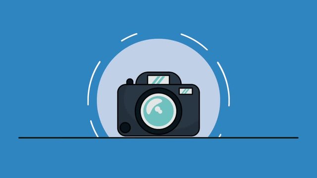 Photographic camera over blue background high definition colorful animation scenes