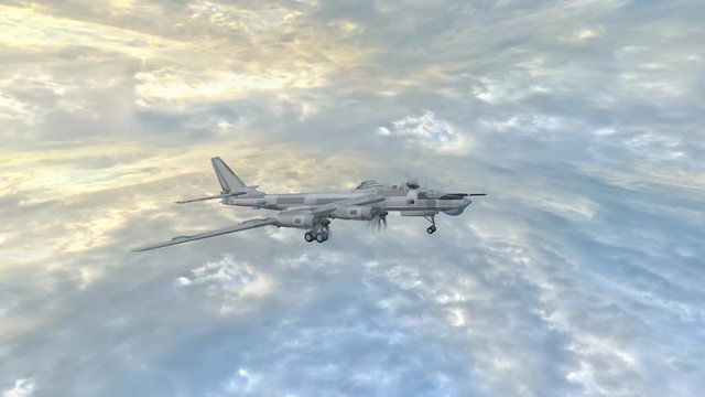 Полет бомбардировщика визуализация 3д  модели