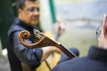 Two fado guitarists with acoustic and portuguese guitars