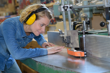female carpenter in workshop
