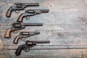 Armory display of historic guns and pistols