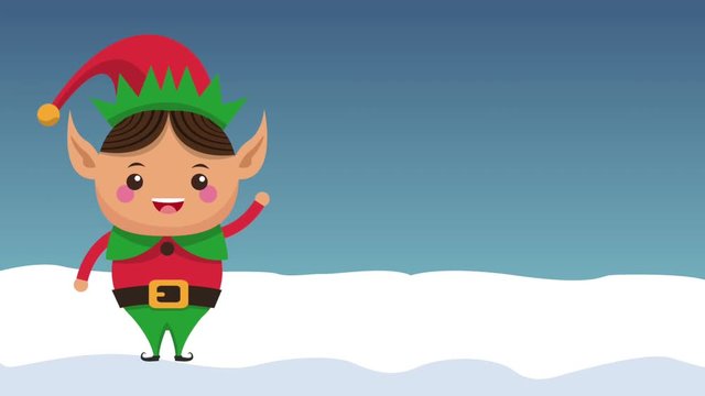 Christmas elf on winter cartoon high definition colorful animation scenes