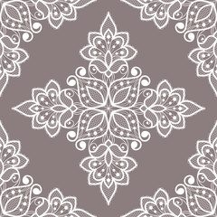 White floral lace seamless pattern. Vector Illustration