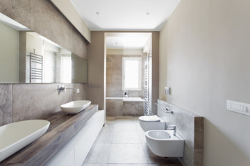Fototapeta na wymiar Modern bathroom with double sink