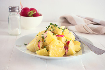 Delicious potato salad with radish and yogurt dressing