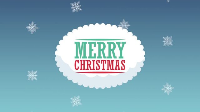 Merry christmas celebration over snowflakes falling high definition colorful animation scenes