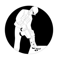 worker using pneumatic hammer drill vector illustration 