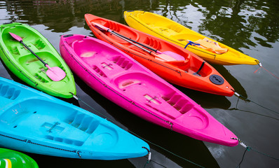 Colorful kayak on the water.
