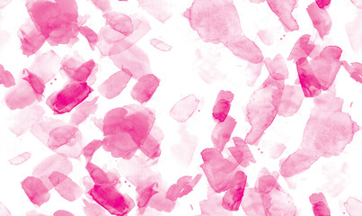 Fototapeta na wymiar Pink seamless pattern watercolor blots on white background
