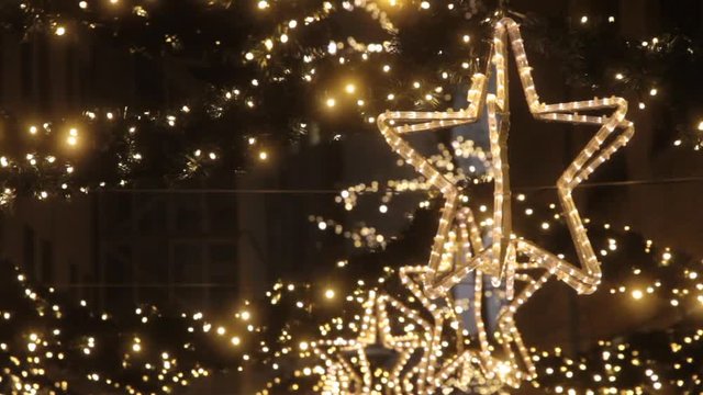 Christmas lights on street of Odense, Denmark